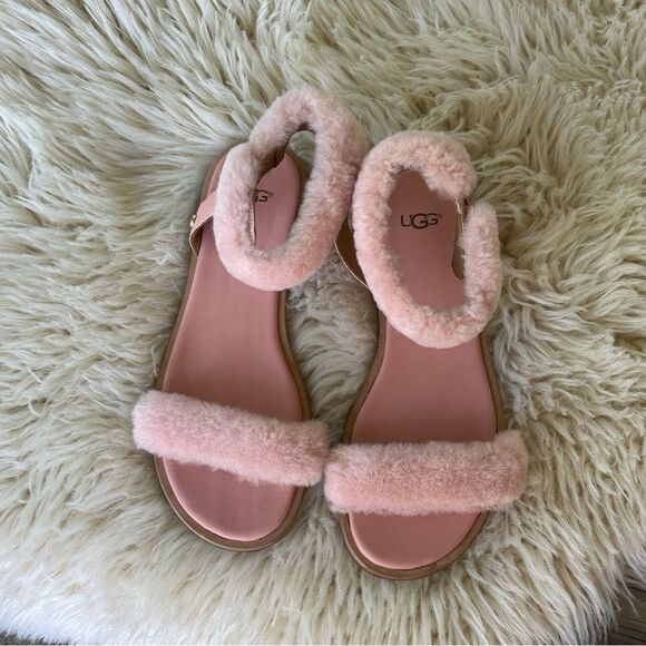 UGG Pink Fluffy Women's Sandals NWOT - Picture 3 of 11
